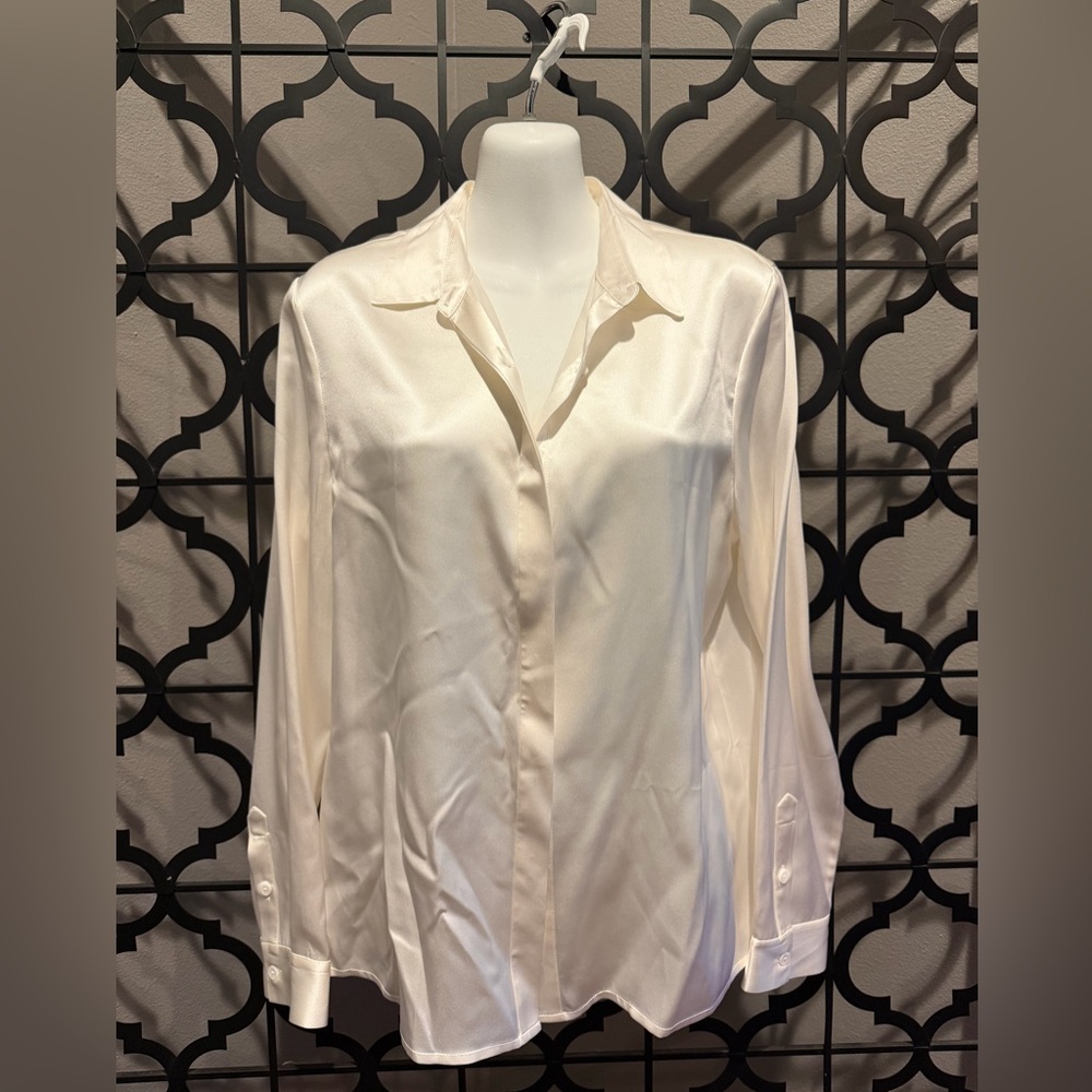 Elegant SILK Cream Button Down Shirt